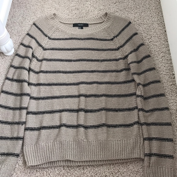 Beige & Black Striped Sweater