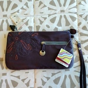 Travelon Wallet Wristlet Embroidery Purple NWT