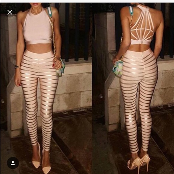 Striped bandage crop top set