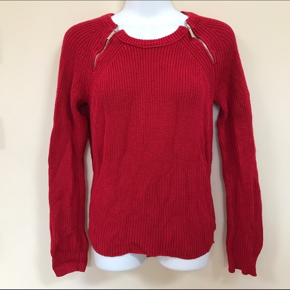 XS Michael Kors Red Zip Sweater