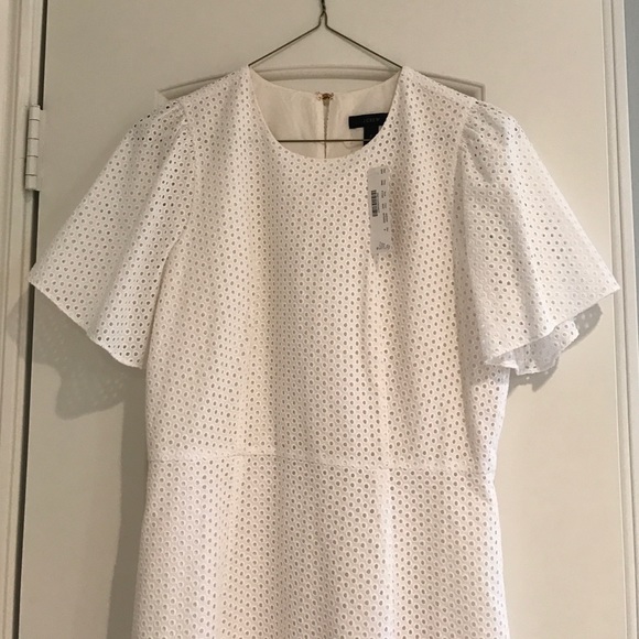 Jcrew white eyelet flutter sleeve dress. Size 2