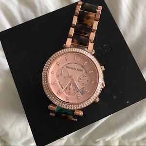 Michael Kors Rose Gold Tortuous Shell Watch