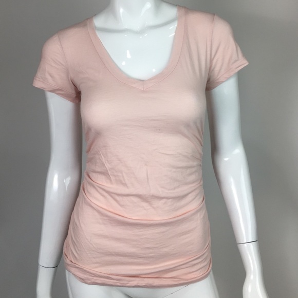 Velvet Pink V-Neck Short Sleeve T-Shirt Size Small