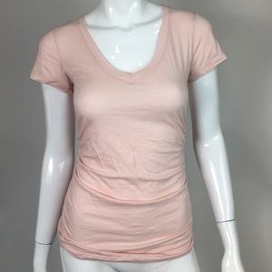 Velvet Pink V-Neck Short Sleeve T-Shirt Size Small