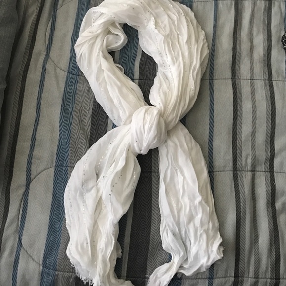 White silver sequin scarf