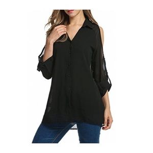 Chiffon Off Shoulder (Cold Shoulder) Top