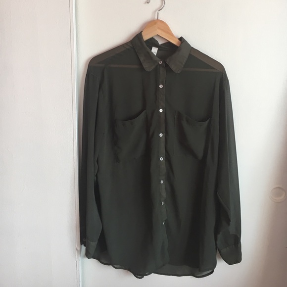 American Apparel Oversized Chiffon Button Up
