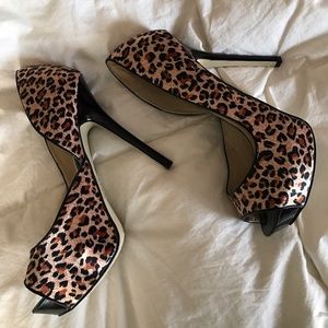 Baker's peep toe cheetah stilettos.