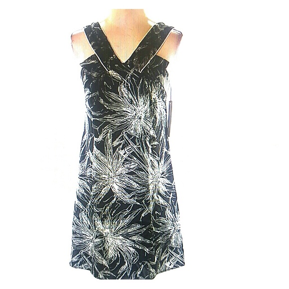 100% Silk Black & Silver Cynthia Vincent Dress