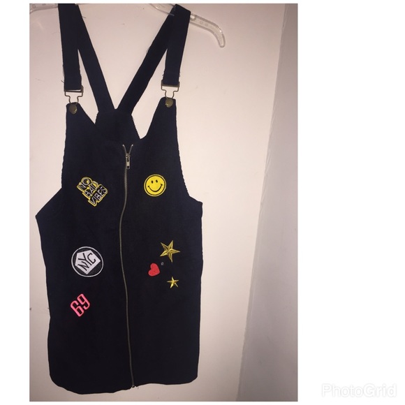 Corduroy blue graphic jumper dress