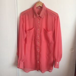 American Apparel Oversized Chiffon Button Up