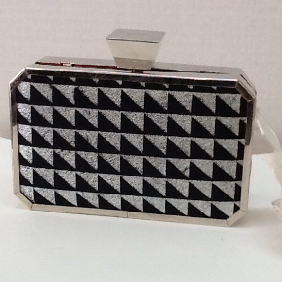Badgley Mischka Greta Geo Minaudière Silver