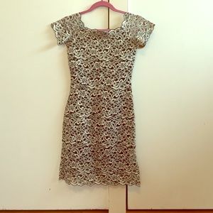 White House Black Market -Silver/Black Lace Dress