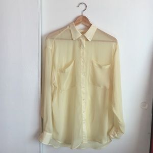 American Apparel Oversized Chiffon Button Up