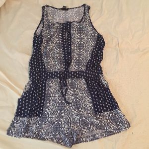 Blue and white romper