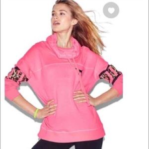 Victoria Secret PINK cheetah cowl neck varsity