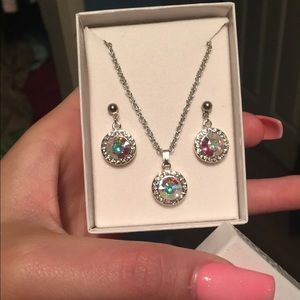 Earrings and necklace.