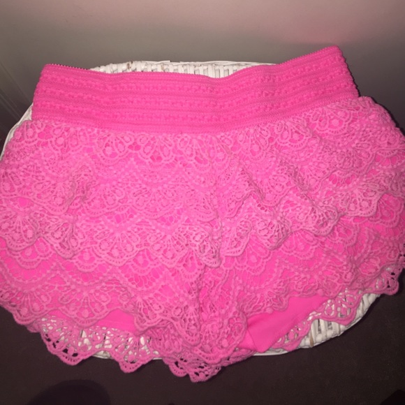 Hot pink lace shorts