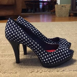 Navy Blue Polka Dotted Heels