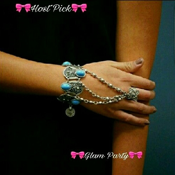 🎀HP🎀BOHO turquoise/silver detail slave bracelet