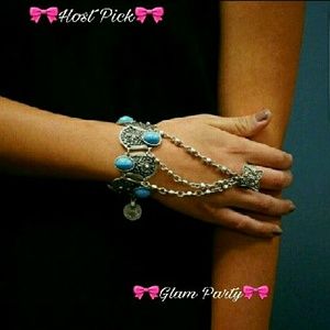 🎀HP🎀BOHO turquoise/silver detail slave bracelet