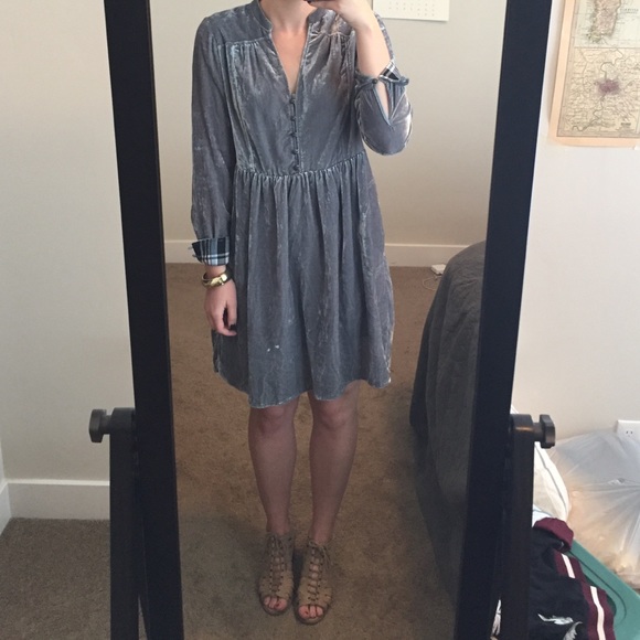 Crushed Velvet Gray Dress