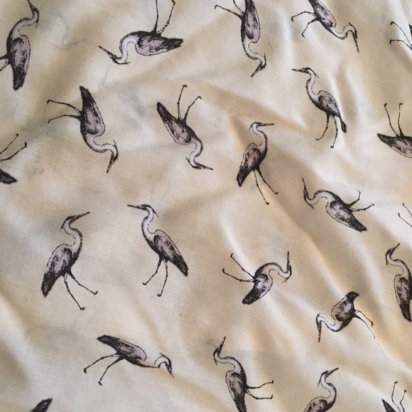 Zara basic blouse with crane bird print