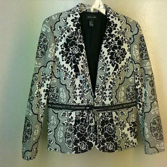 Focus 2000 Blazer 12 jacket black white floral