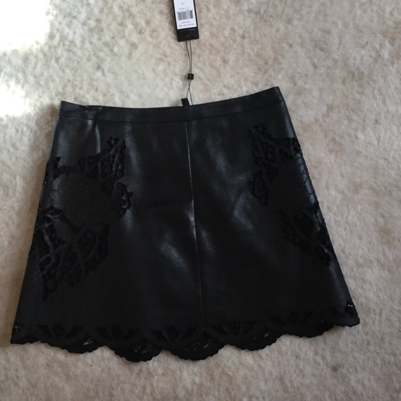 BCBG laser cut leather skirt