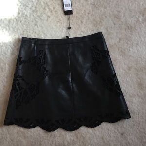 BCBG laser cut leather skirt