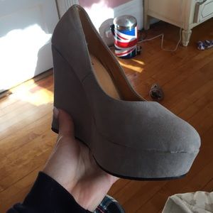 Grey wedge heels