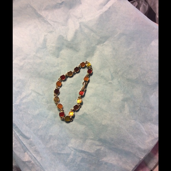 Gold multicoloured gemstone bracelet - Picture 2 of 3