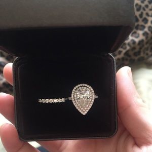 3 Carat Double Halo Ring Set