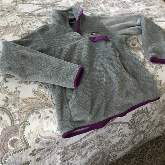 Grey &a Purple Patagonia Fleece Pullover
