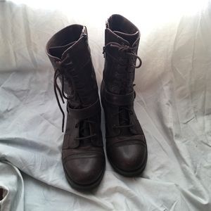 Brown Leather Combat Boots