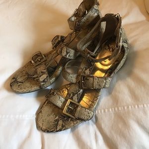 Sofft snakeskin buckle wedge sandals