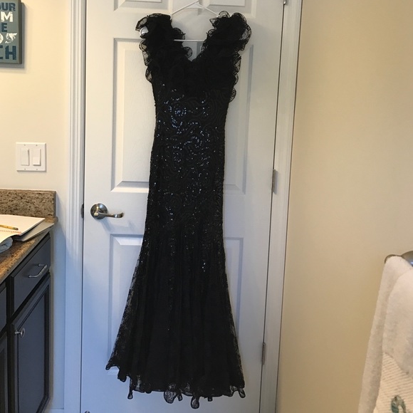 Black sequined formal length dress