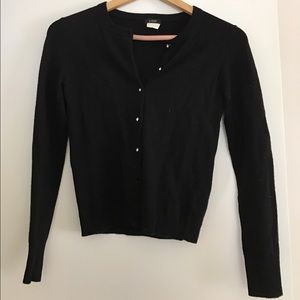 J.Crew Black Cardigan With Rhinestone Buttons