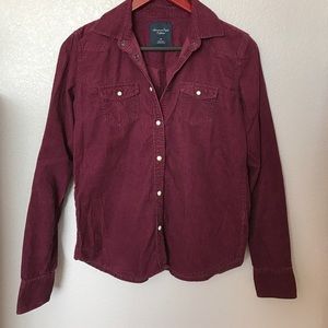 American eagle wine corduroy button up