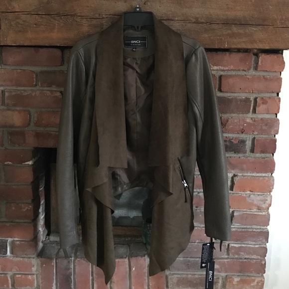 Beautiful high low faux leather and suede jacket