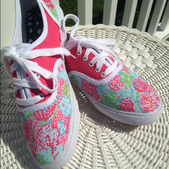 Lilly Pulitzer inspired hand painted sneakers