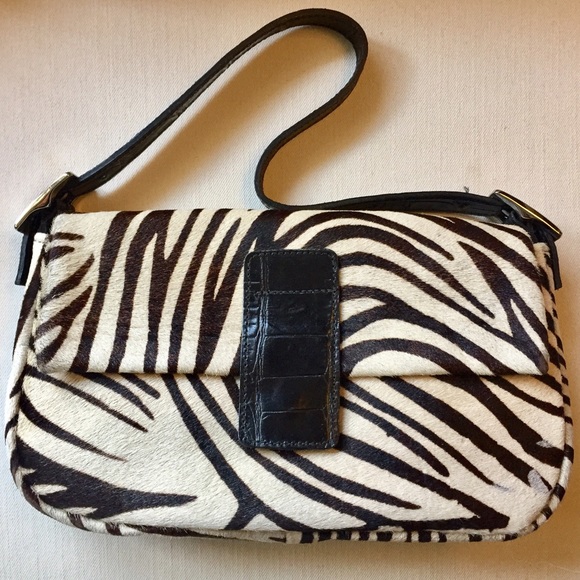 Bold zebra print pouchette bag