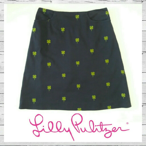 Lilly Pulitzer Dresses & Skirts - Lilly Pulitzer Navy & Kelly Green Shamrock Skirt