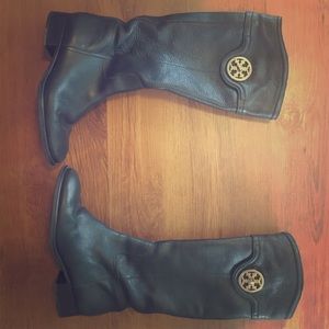 Tall Black Leather Tory Burch Boots