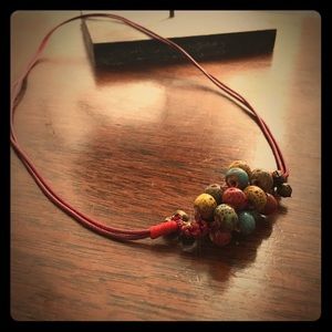 Handmade ceramic beads necklace, vintage ceramic