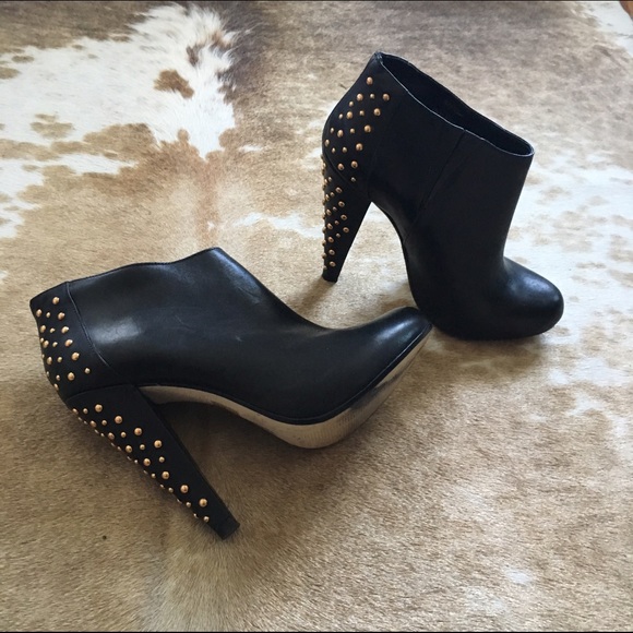 Topshop Shoes - Topshop Platform Stud Heel Ankle Booties Black
