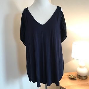 Navy, cold shoulder tee, size small from Anthro