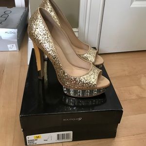 Gold platform stilettos