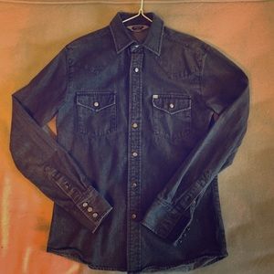 Black Denim Western Shirt XS