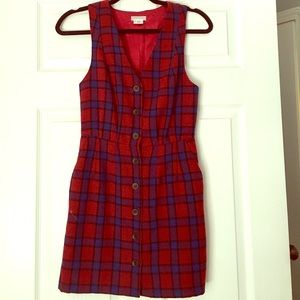 Vintage red and blue plaid mini dress